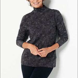 Isaac Mizrahi Live! Printed Mock Neck Top